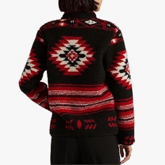 Lauren Ralph Lauren Southwestern Faux Shearling Zip Up Jacket Size Small - Picture 2 of 6